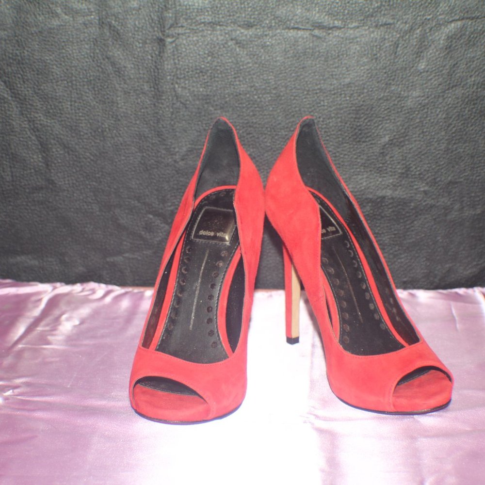 RED SUEDE DOLCE VITA HEELS